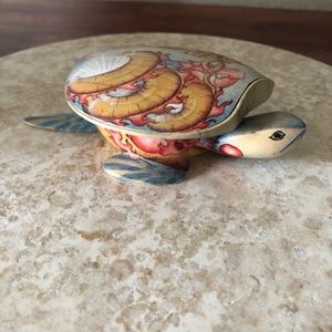 Wooden Hand Painted Turtle Trinket Box